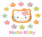 Hello Kitty face with flowers