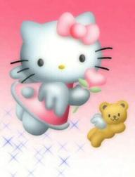 Hello Kitty flying with tedy bear with their angle wings