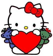 Hello Kitty holding a big read heart