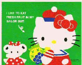 Hello Kitty holding fruits