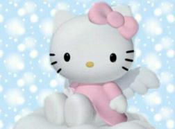 Hello Kitty as an angle with blue sky