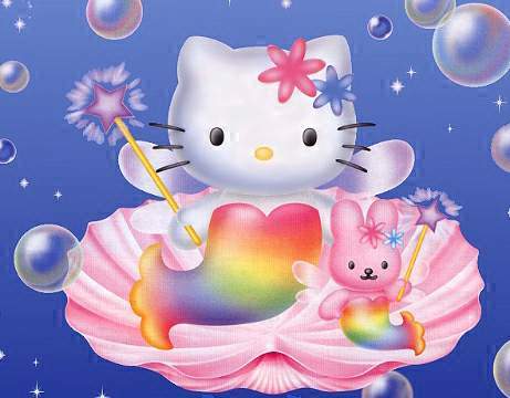 Hello Kitty as mermaid with rabite friend