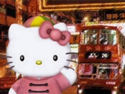 Hello Kitty at the bus stop