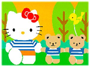 Hello Kitty dancing with tedy bears