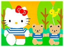 Hello Kitty dancing with tedy bears