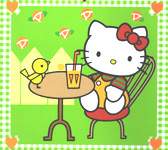Hello Kitty drinking lemonade